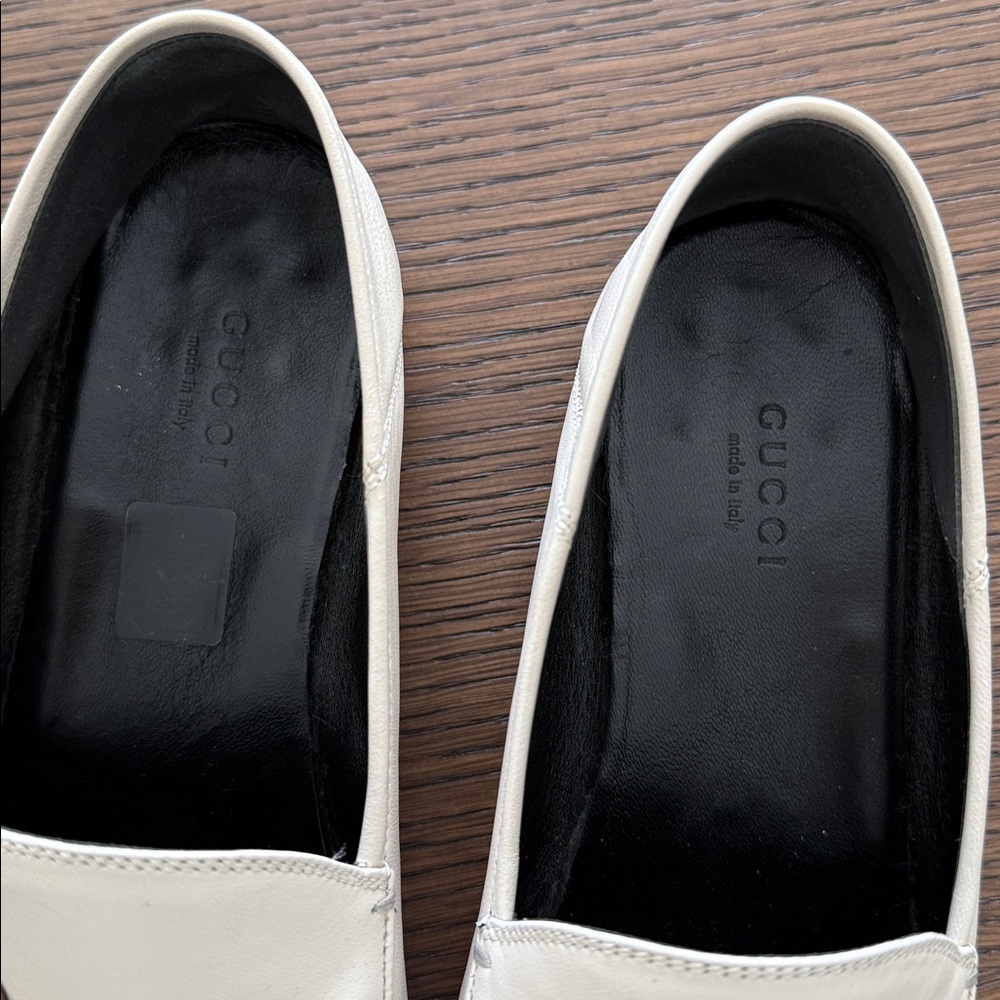 Gucci Brixton Women’s Ivory Leather Horsebit Loafers 39.5. - Picture 4 of 10